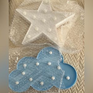 ☁️ 🌟 Night Light Cloud and Star ⭐️ ☁️ Set on Dresser or Wall Sconce